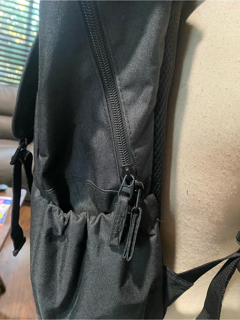 London Fog Black Canvas Flap Backpack with Buckle Straps